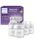 Avent Natural Reponse 3.0 Set de 4 biberones de 4 onz. con tetina no. 2, transparentes