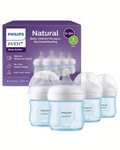 Avent Natural Reponse 3.0 Set de 4 biberones de 4 onz. con tetina no. 2, color celeste , paquete de 4