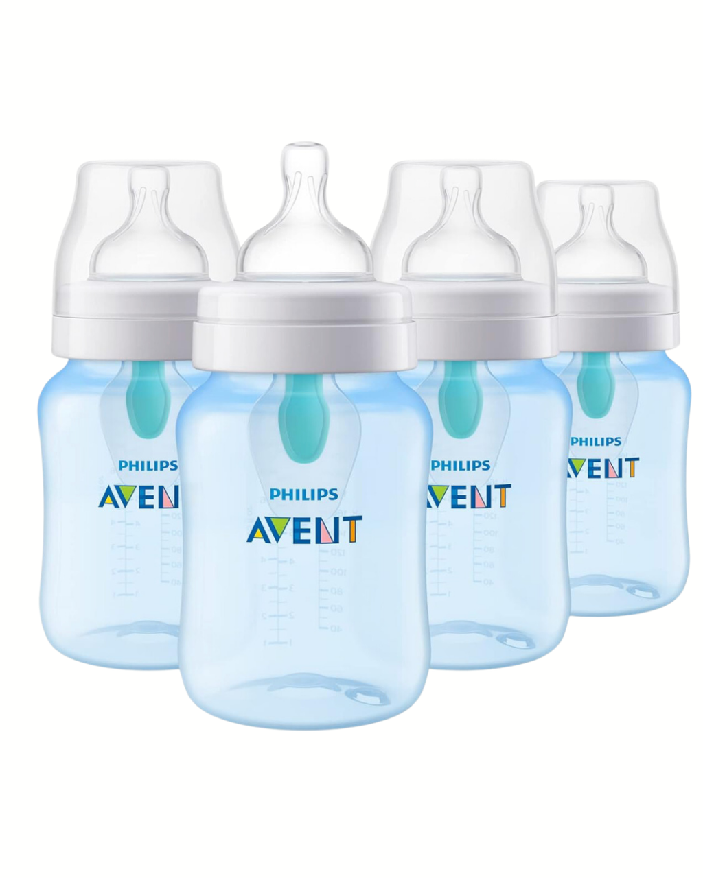 Avent Classic,  Set de 4 biberones de 9 onz. con tetina no. 2