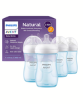 Avent Natural Reponse 3.0 Set de 4 biberones de 9 onz. con tetina no. 3, color celeste, paquete de 4