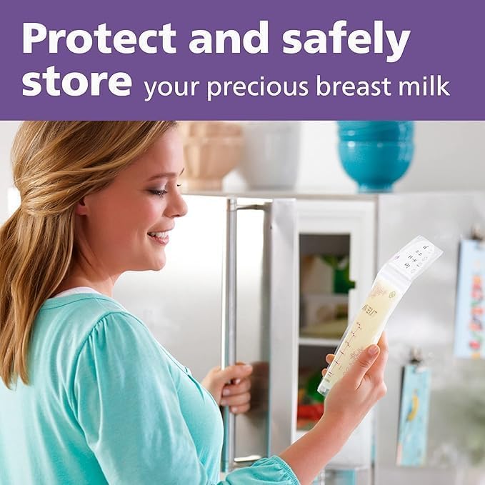 Philips Avent,  Bolsas de almacenamiento de leche materna, transparentes, 6 onzas, Transparente - 50 bolsas