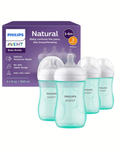 Avent Natural Reponse 3.0 Set de 4 biberones de 9 onz. con tetina no. 3, color verde, paquete de 4