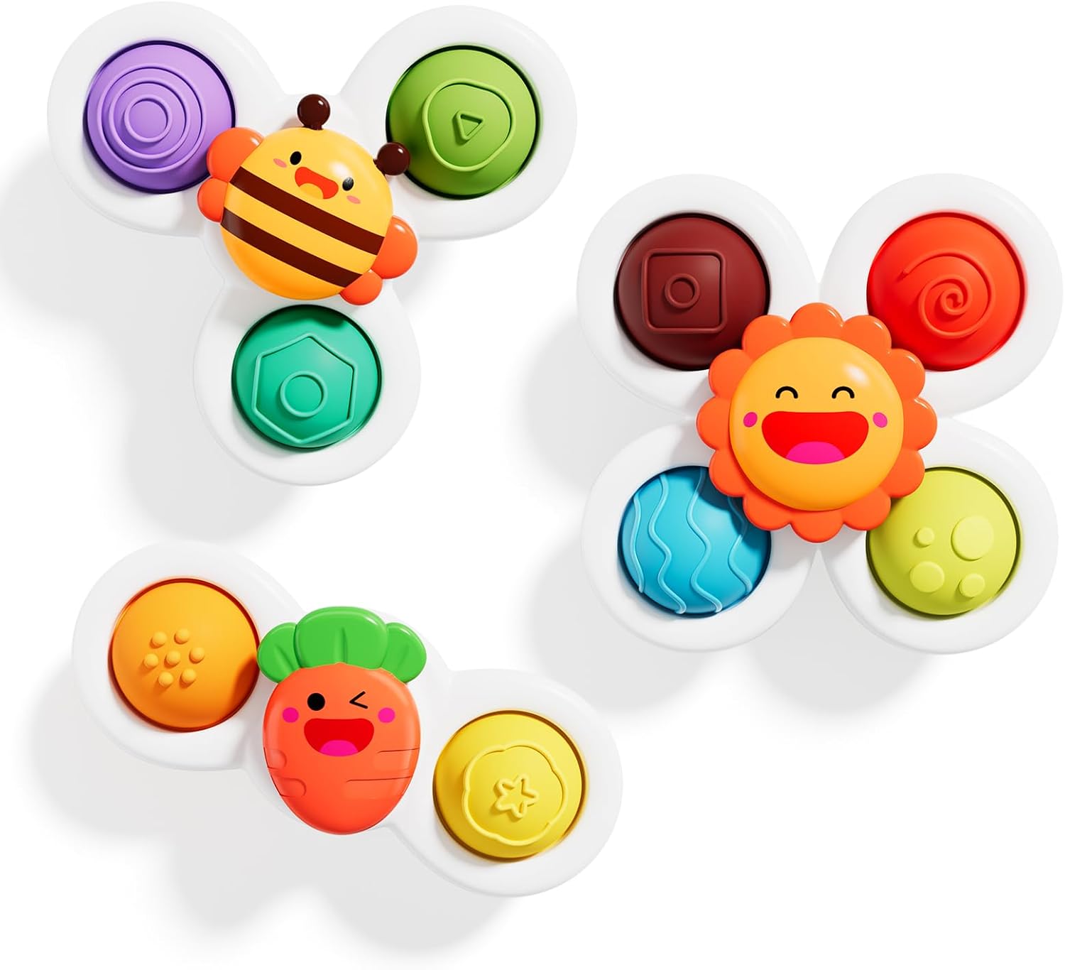 Set de Spinner con ventoza  Juguetes para aliviar la ansiedad, para bebes, niños y alivio del estrés, a partir de  10 meses