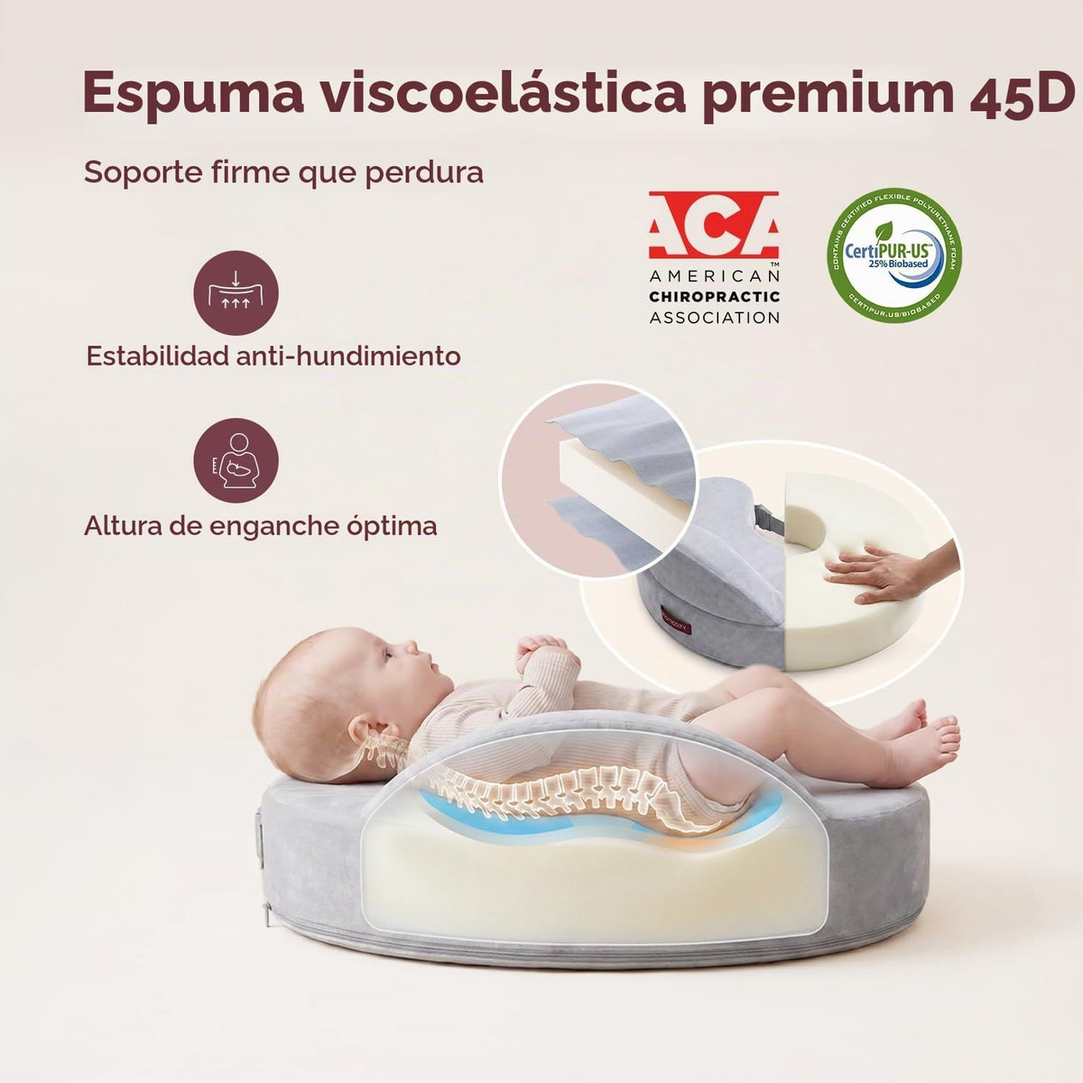 Momcozy - Almohada de lactancia Cozylite con valla de seguridad innovadora, más ancha para mayor soporte a mamá y bebé, facilita la lactancia manos libres