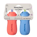 Tommee Tippee - Vaso con Pajita Deportivo Aislado a Prueba de Derrames, más de 12 meses, 9 onzas, taza para beber de entrenamiento para niños pequeños, asa de transporte deportiva, boquilla resistente, rojo y azul
