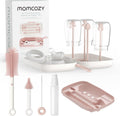Momcozy Juego de Cepillos para Biberones, Kit Limpiador con Cepillo de Silicona para Pezón y Pajita, Dispensador de Jabón, Estante de Secado - Herramienta de Limpieza de Biberones 7 en 1 para el Hogar