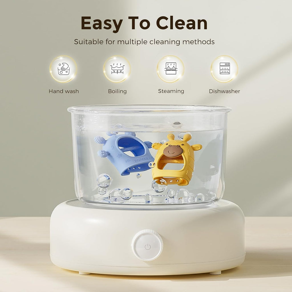 Momcozy - Juguetes de Dentición para Bebés, Alivio de Dentición de Silicona de Grado Alimentario 0-6 Meses, Verde y Rosa