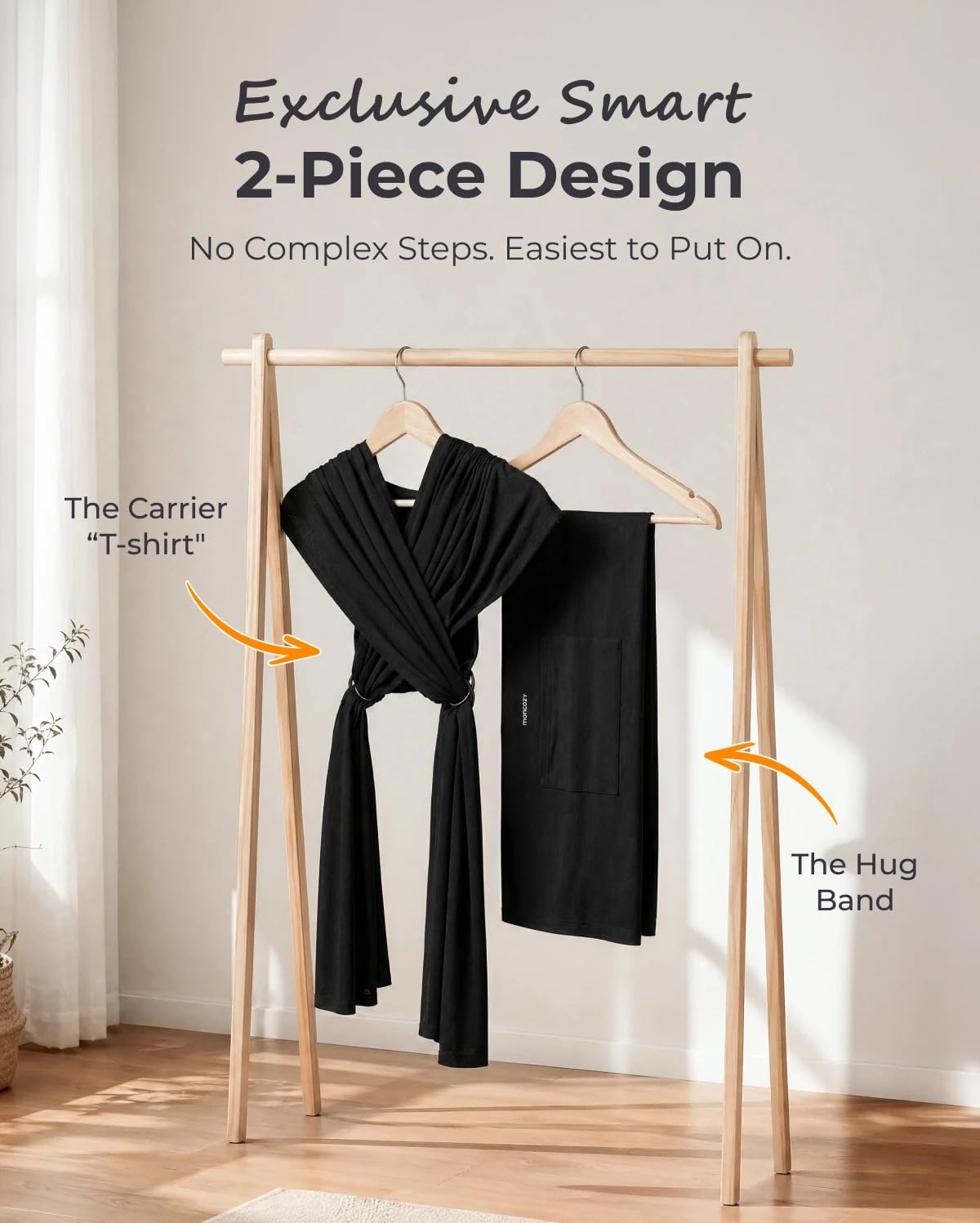 Momcozy -  Fular para recién nacidos a niños pequeños de 8 a 33 libras, color negro
