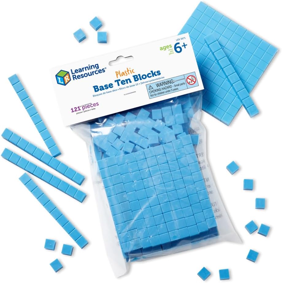 Learning Resources &nbsp;- Base Ten &nbsp;121 piezas, a partir de 6 años, juegos de matemáticas de primer grado, suministros escolares&nbsp;
