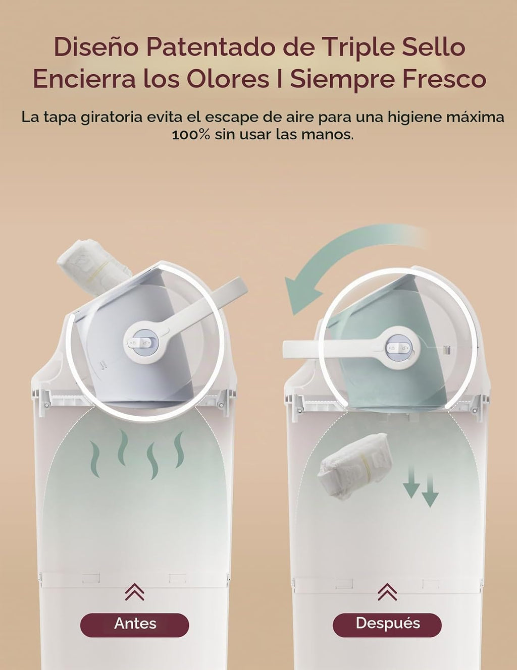 Momcozy - Basurero de pañales de triple sellado con bloqueo de olor
