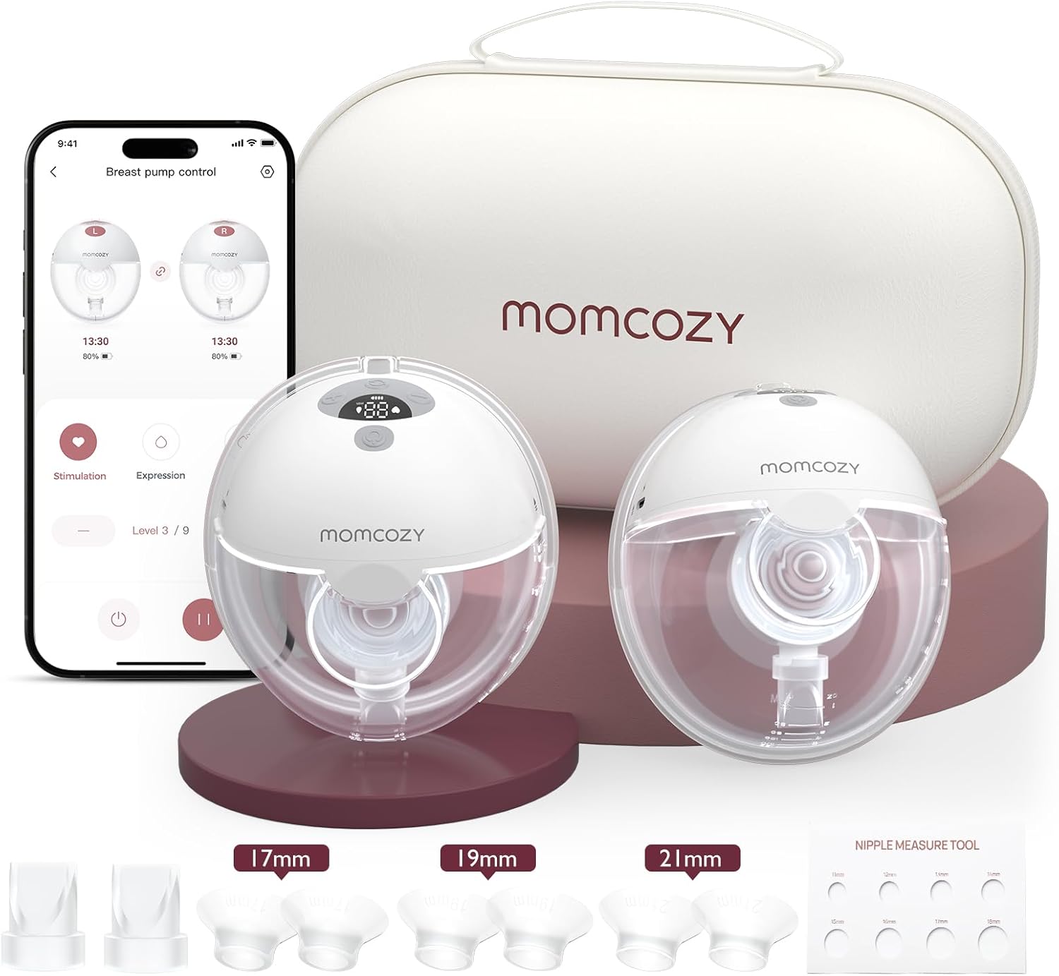 Momcozy M5 - Extractor de leche inteligente controlado por aplicación, bomba eléctrica inalámbrica manos libres, 3 modos, 9 niveles de succión, sin BPA