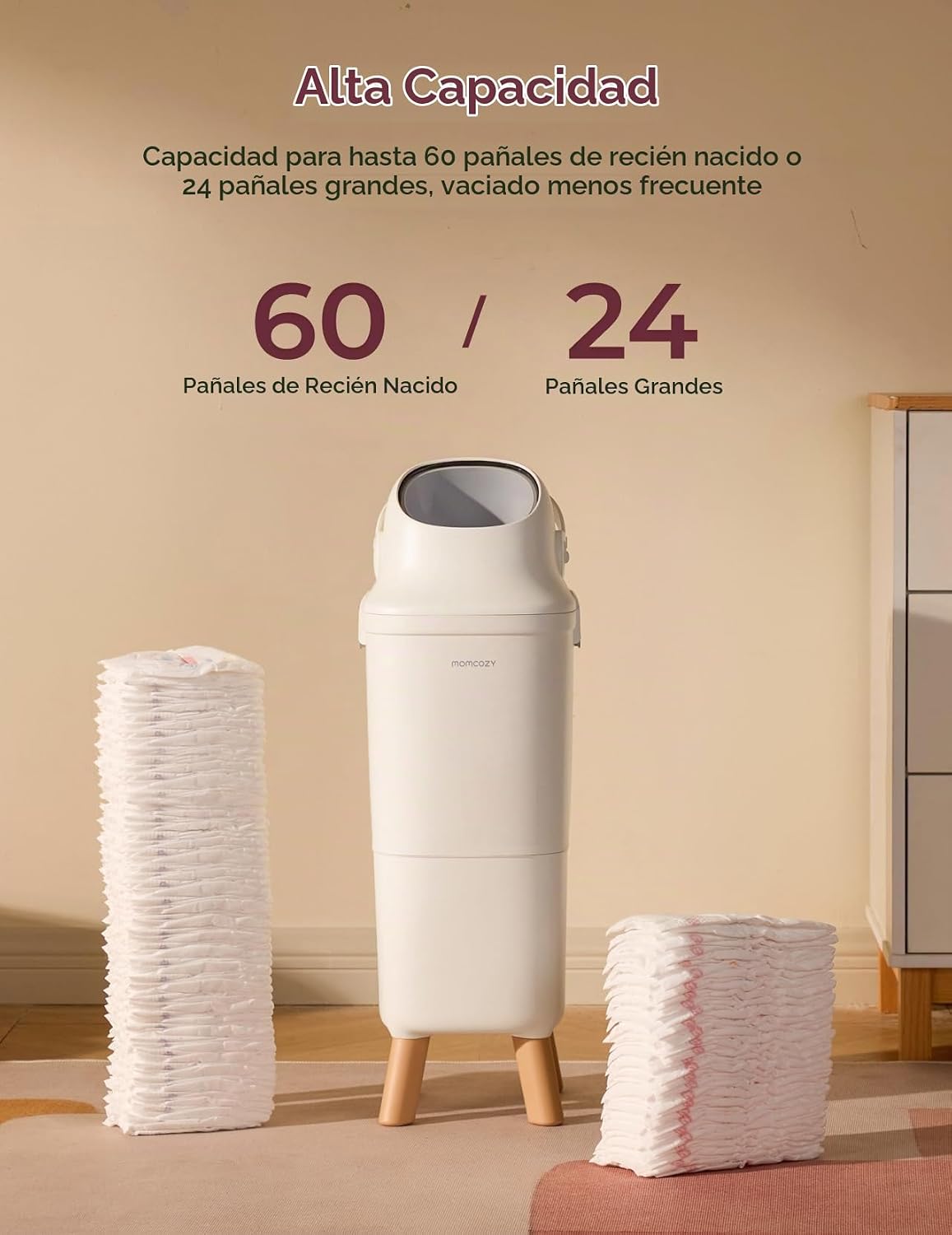 Momcozy - Basurero de pañales de triple sellado con bloqueo de olor