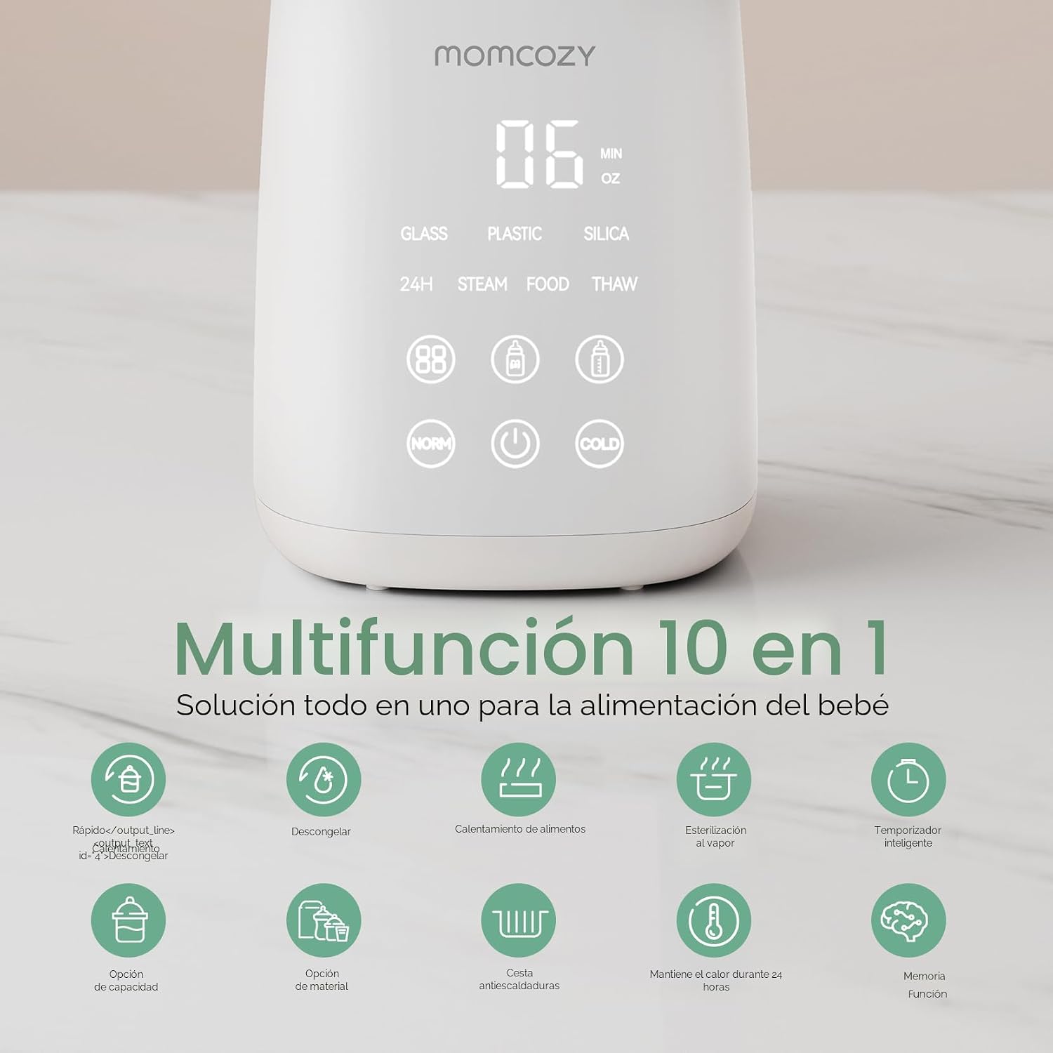 Momcozy Calentador de biberones, calentadores rápidos para todas las botellas con temporizador, control preciso de temperatura y apagado automático, calentador de botellas multifuncional para leche