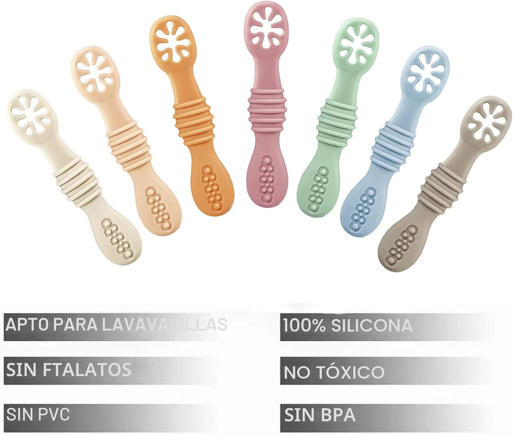 PandaEar,  Paquete de 7 cucharas de silicona para bebés