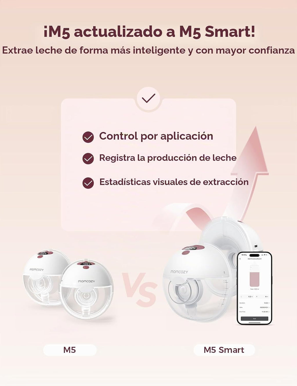 Momcozy - M5 Smart - Extractor de leche portátil manos libres