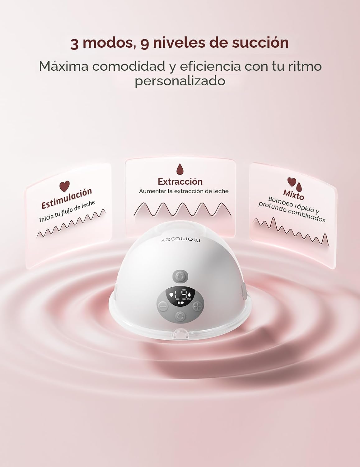 Momcozy M5 - Extractor de leche inteligente controlado por aplicación, bomba eléctrica inalámbrica manos libres, 3 modos, 9 niveles de succión, sin BPA
