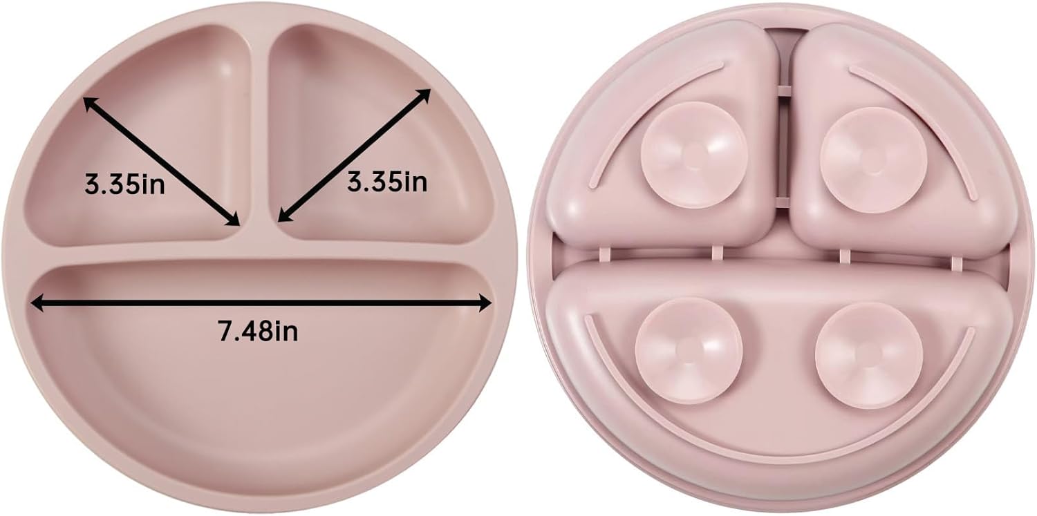 PandaEar, Juego de Alimentación de Bebé de Silicon, color rosa
