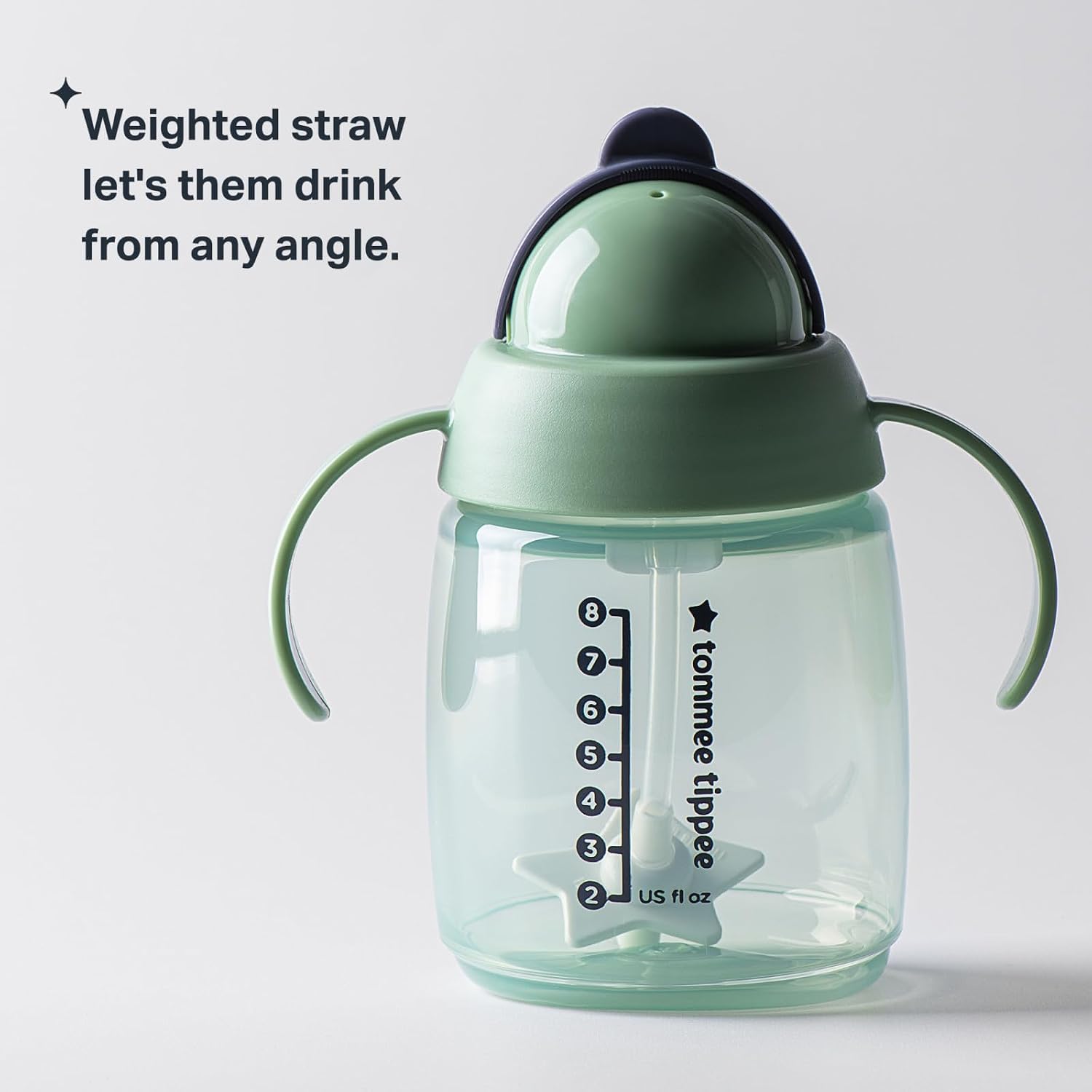 Tommee Tippee Starter - Vaso para sorber de 10 onzas para bebés y niños pequeños, con pajilla con peso de silicona y asas de fácil agarre, sin BPA.