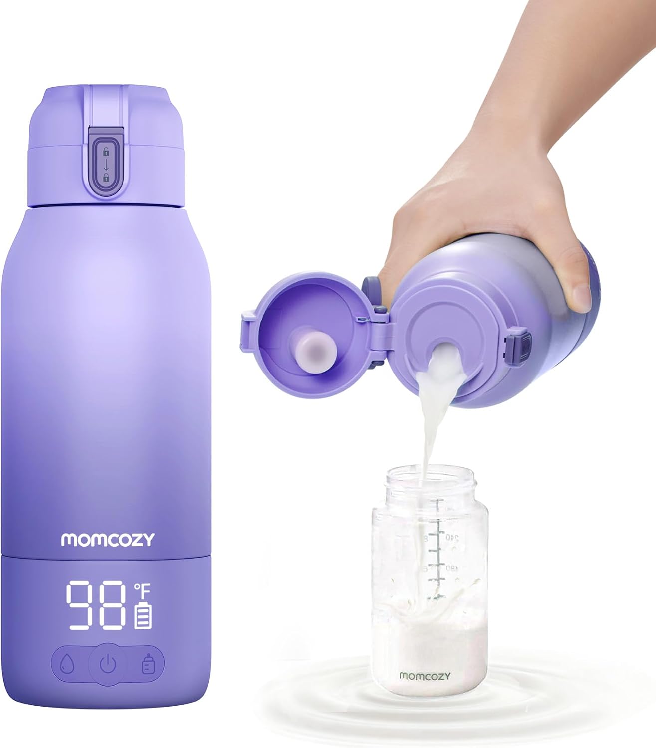 Momcozy - Calentador de leche portátil para viajes: modos de calentamiento dual para leche materna y agua, calentador de botellas portátil con calentamiento rápido y larga duración de la batería
