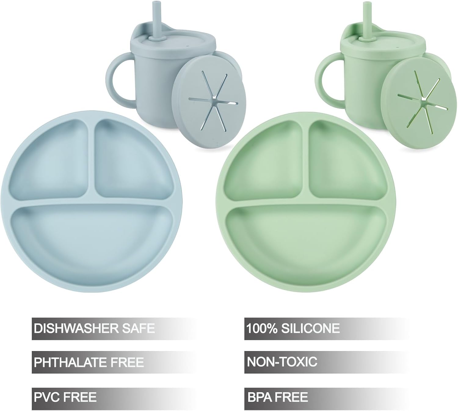 PandaEar, Set de Alimentation Complementaria de Silicon con cubiertos de acero inoxidable, libre de BPA