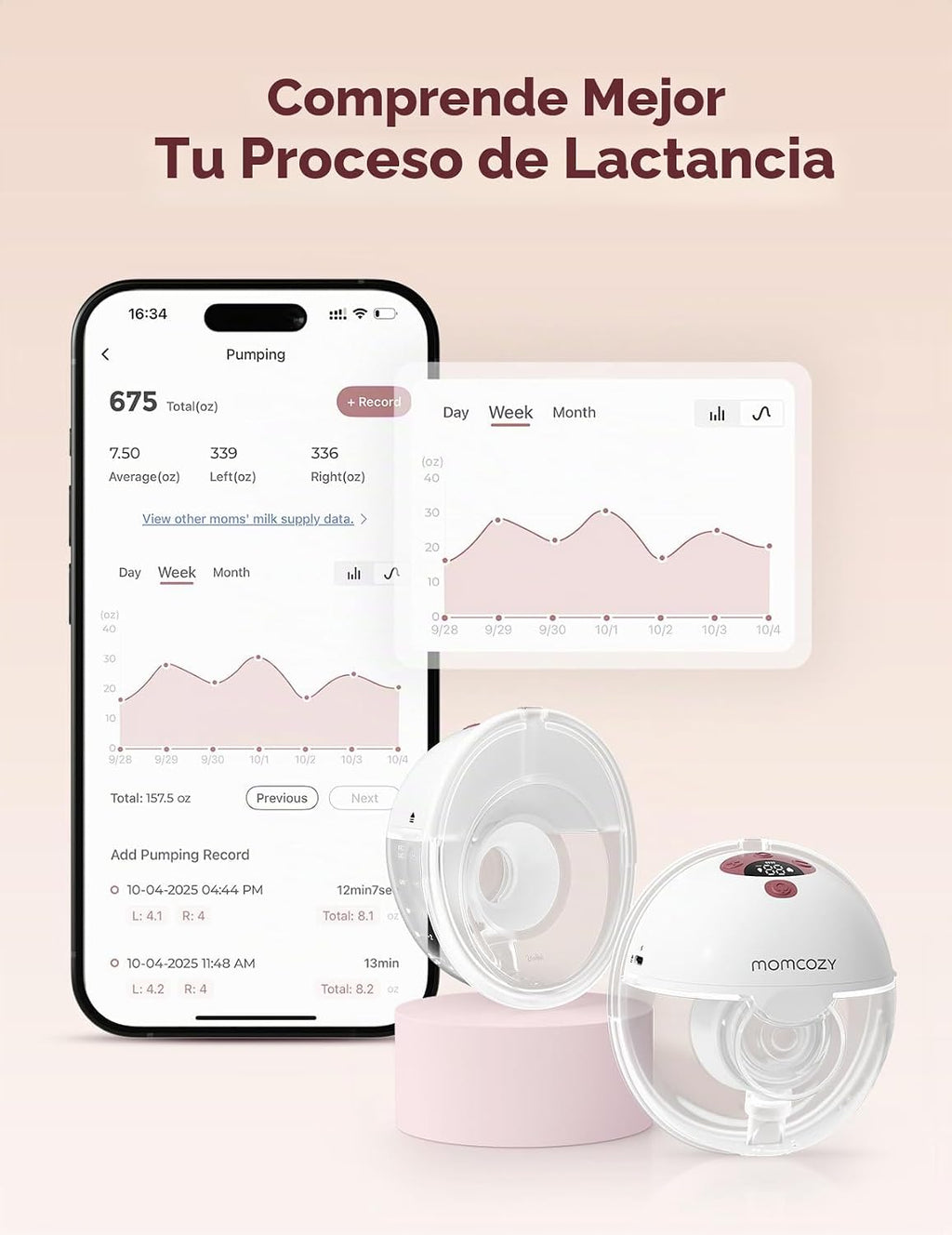 Momcozy - M5 Smart - Extractor de leche portátil manos libres