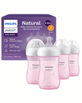 Avent Natural Reponse 3.0 Set de 4 biberones de 9 onz. con tetina no. 3, color rosado, paquete de 4