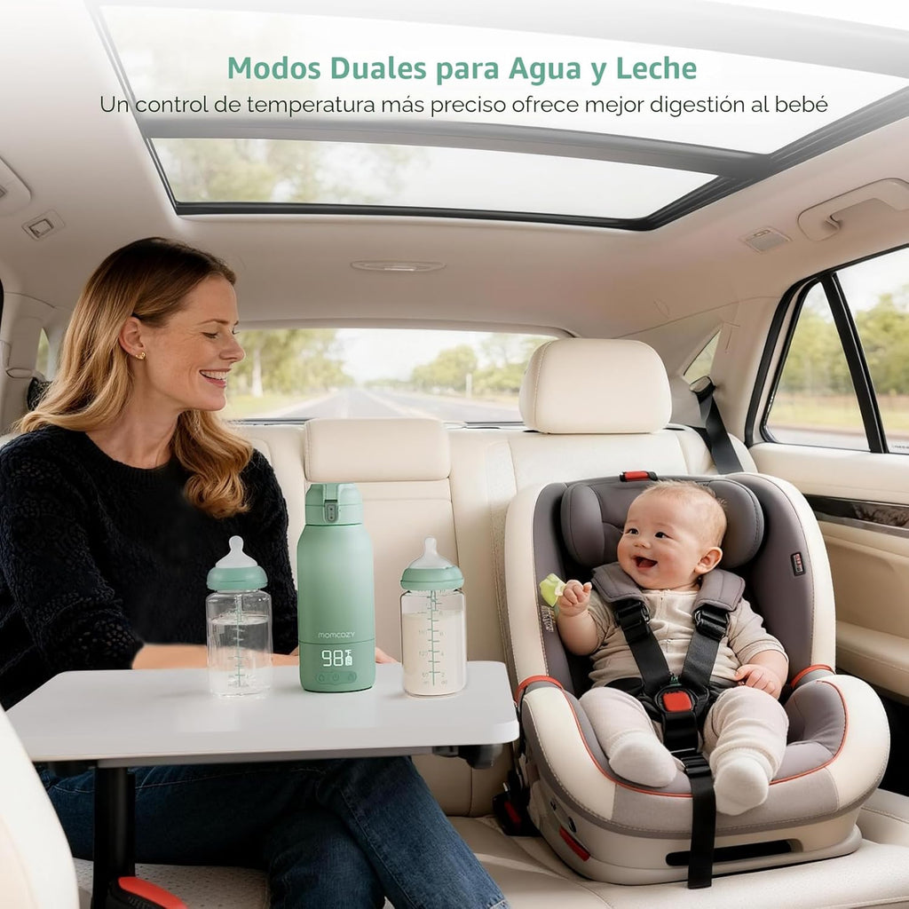 Momcozy - Calentador de leche portátil para viajes: modos de calentamiento dual para leche materna y agua, calentador de botellas portátil con calentamiento rápido y larga duración de la batería, color verde