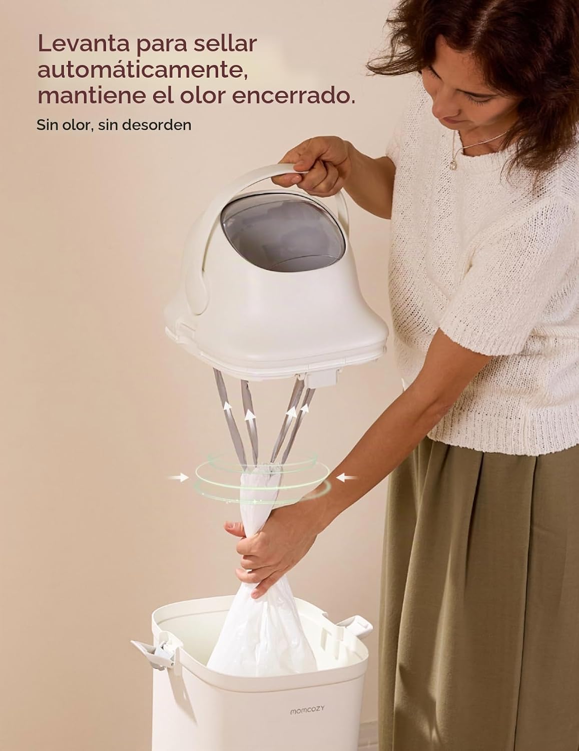 Momcozy - Basurero de pañales de triple sellado con bloqueo de olor
