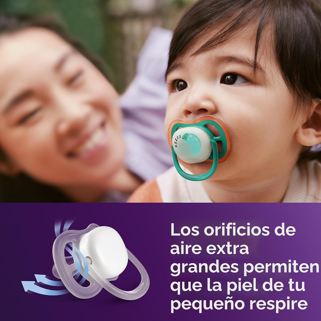 Philips Avent, Duo  Chupetes ultra suaves, diseño ortodóntico, para bebés de 6 a 18 meses, escudo flexible, pezón simétrico de silicona, sin BPA