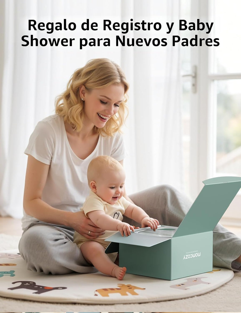 Momcozy Kit Bebé Glow, Kit Esencial para Baby Shower y Registro para Cuidado de Aseo y Limpieza, Incluye Lima de Uñas Eléctrica, Mordedor, Cepillo de Baño, Cepillo para Costra Láctea, Peine, Cepillo