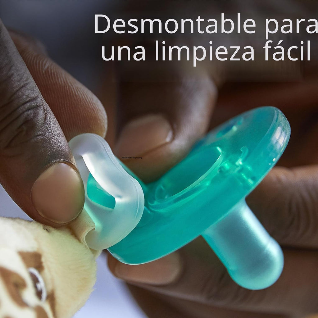 Philips Avent Soothie Snuggle Portachupetes con Chupete Desmontable, 0m+, Vaca