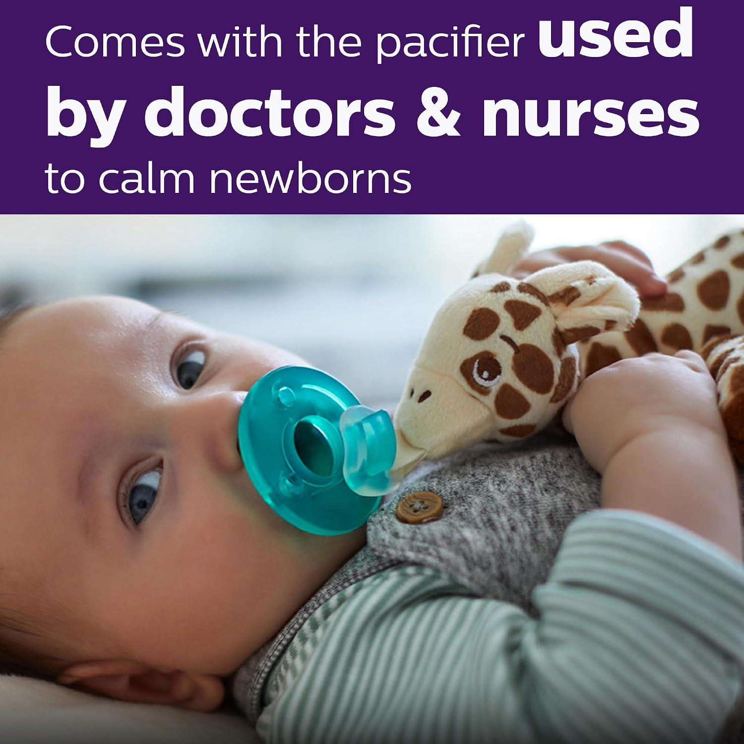 Philips Avent Soothie Snuggle Portachupetes con Chupete Desmontable, 0m+, Jirafa