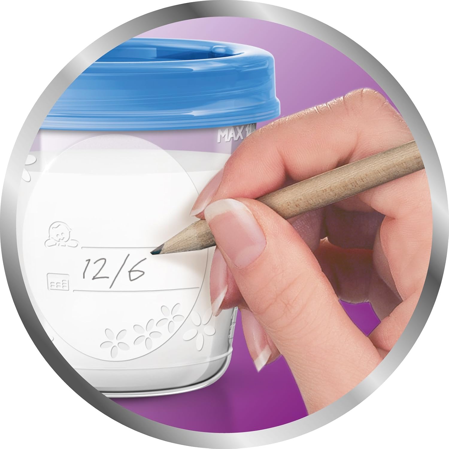 Philips Avent,  Tazas y tapas de almacenamiento de leche materna, 10 recipientes de  6 onzas