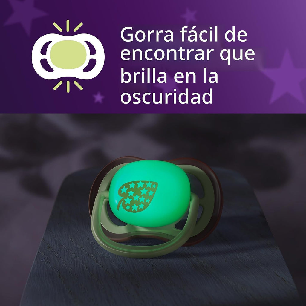 Philips Avent, Duo  Chupetes ultra suaves, diseño ortodóntico, para bebés de 18 meses, escudo flexible, pezón simétrico de silicona, sin BPA