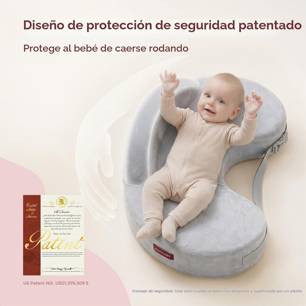 Momcozy - Almohada de lactancia Cozylite con valla de seguridad innovadora, más ancha para mayor soporte a mamá y bebé, facilita la lactancia manos libres