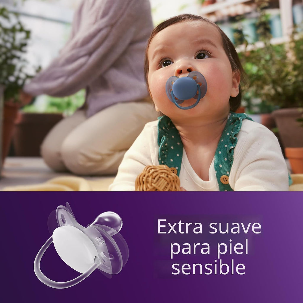 Philips Avent, Duo  Chupetes ultra suaves, diseño ortodóntico, para bebés de 6 a 18 meses, escudo flexible, pezón simétrico de silicona, sin BPA