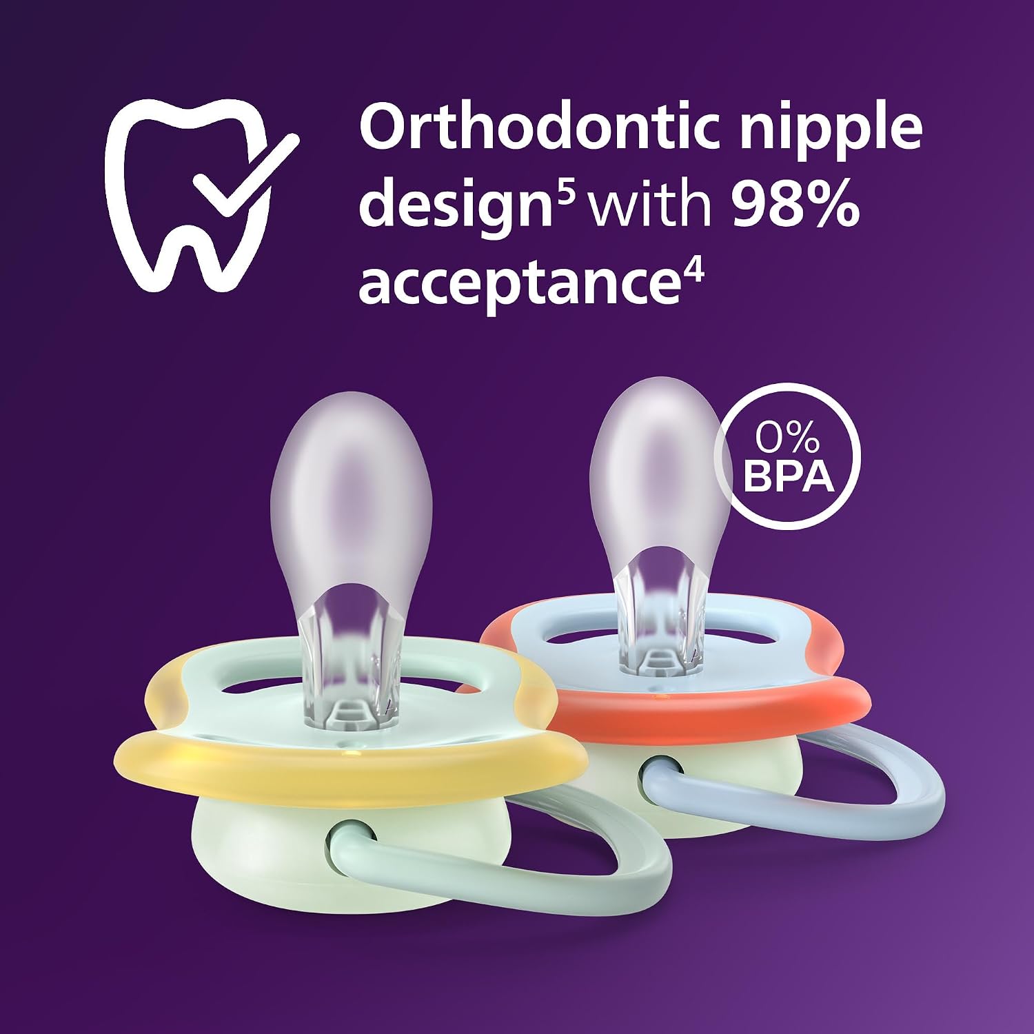 Philips Avent, Duo  Chupetes ultra suaves, diseño ortodóntico, para bebés de 0 a 6 meses, escudo flexible, pezón simétrico de silicona, sin BPA