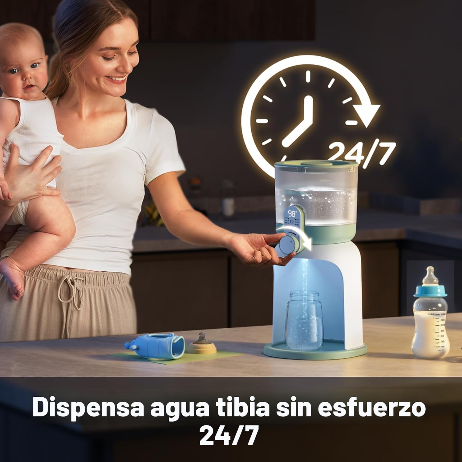 Momcozy - Calentador de agua de doble luz para alimentación nocturna, calentador de biberones instantáneo para hacer fórmula, capacidad de 57 onzas más grande
