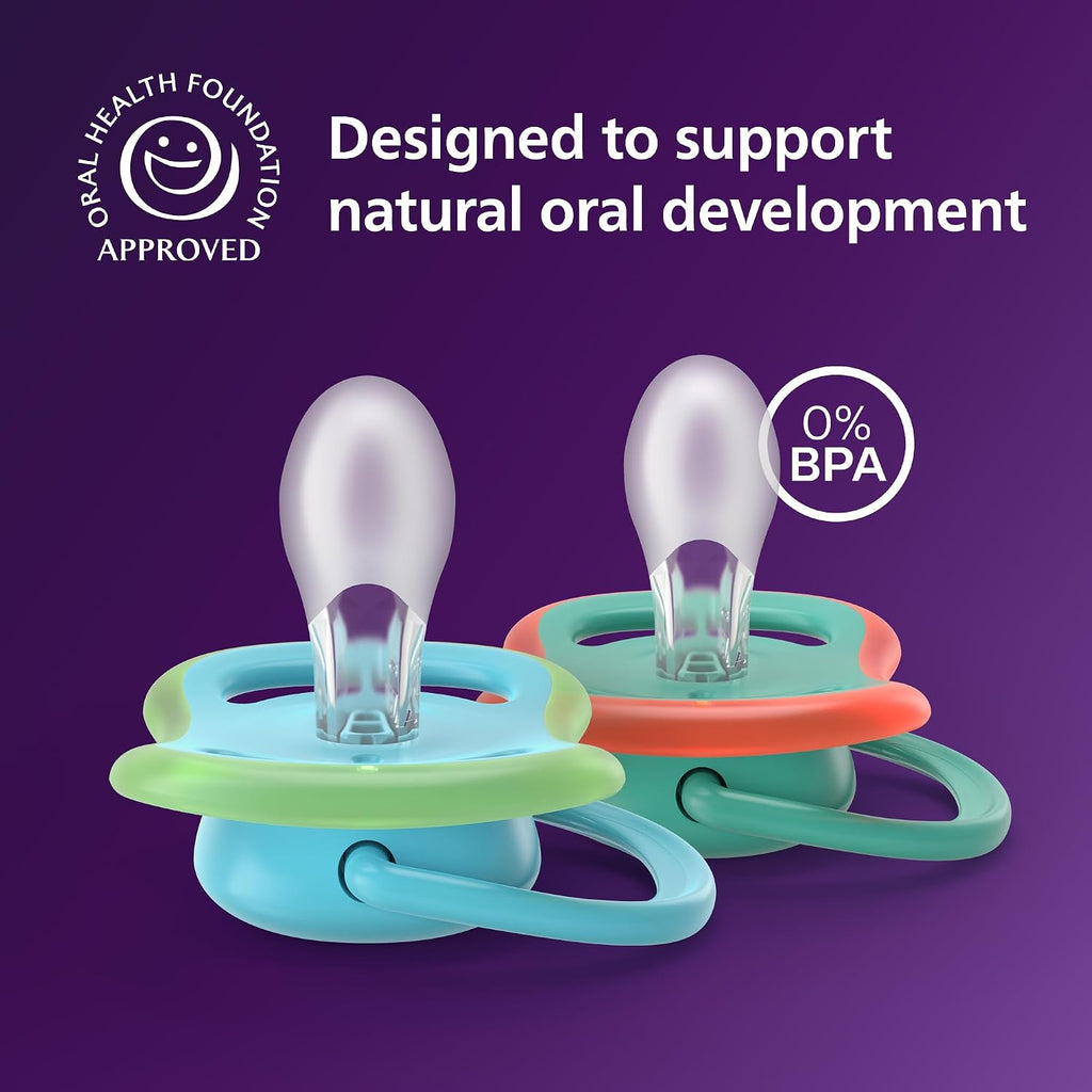 Philips Avent, Duo  Chupetes ultra suaves, diseño ortodóntico, para bebés de 6 a 18 meses, escudo flexible, pezón simétrico de silicona, sin BPA