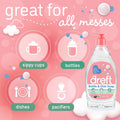 DREFT Jabón para botellas y platos | Hecho para limpiar biberones, tazas para beber, chupetes, sacaleches y más, elimina suavemente la película de leche y los olores, a base de plantas