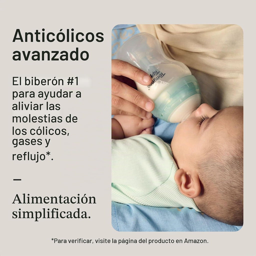 Tommee Tippee - Anti-Colic - Biberones anticólicos de 5 onzas libres de BPA para bebés, 0+ meses, tetina de flujo lento similar al pecho