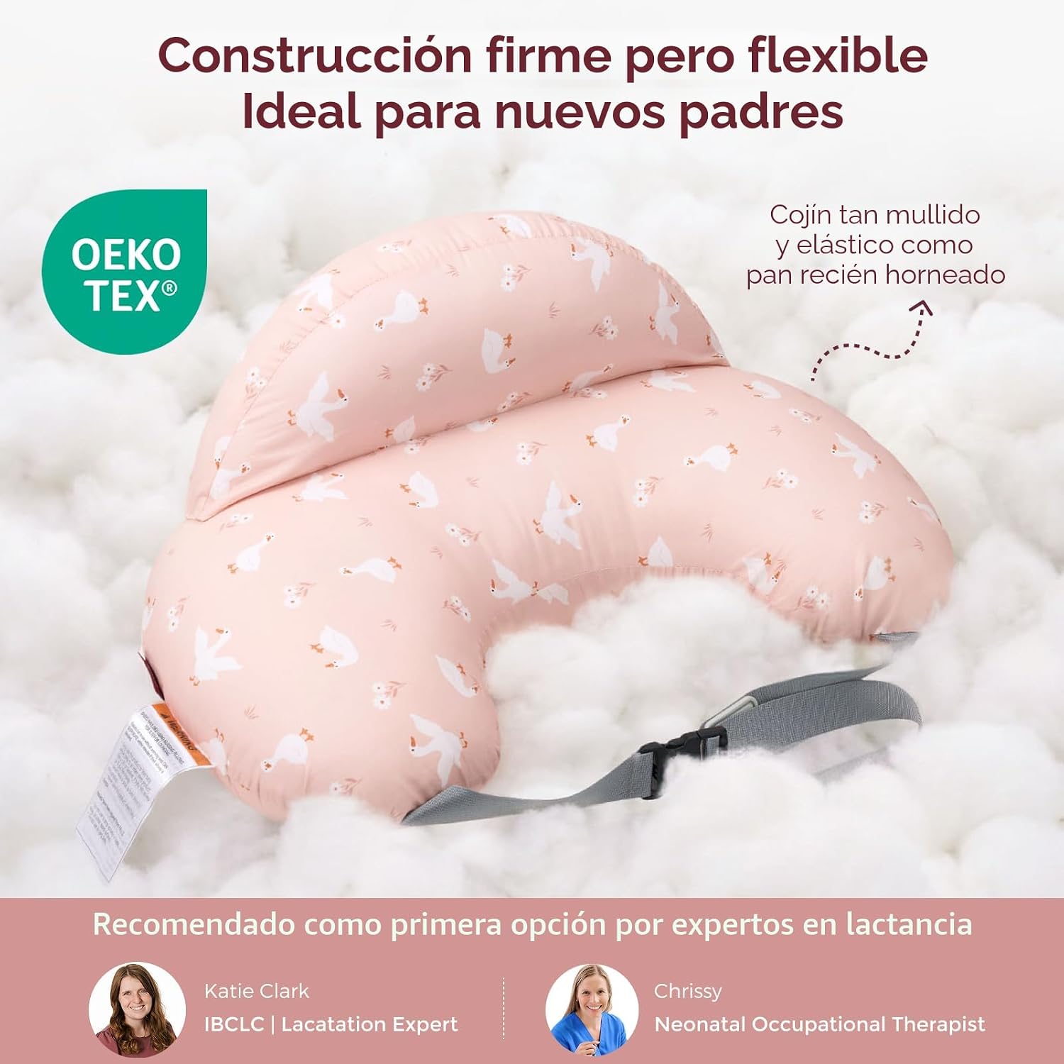 Momcozy Almohada de lactancia original para lactancia materna, innovador protector de seguridad, almohadas de alimentación más anchas para más apoyo para mamá y bebé, lactancia más fácil y manos libres, apta para todos, funda de algodón extraíbl