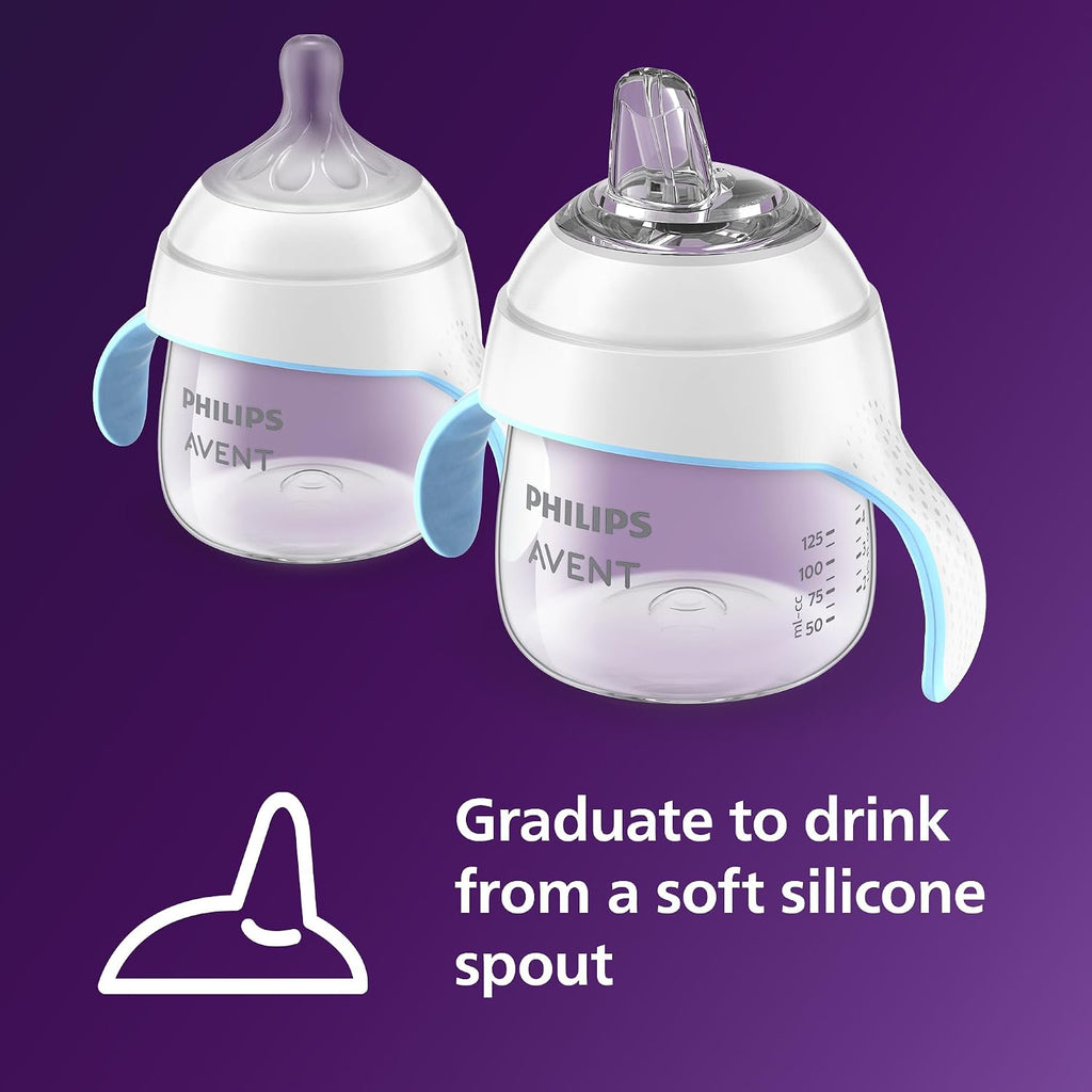 Philips Avent, Vaso de entrenamiento natural con boquilla de respuesta natural de flujo extra rápido (flujo 5) y boquilla suave, 5 onzas