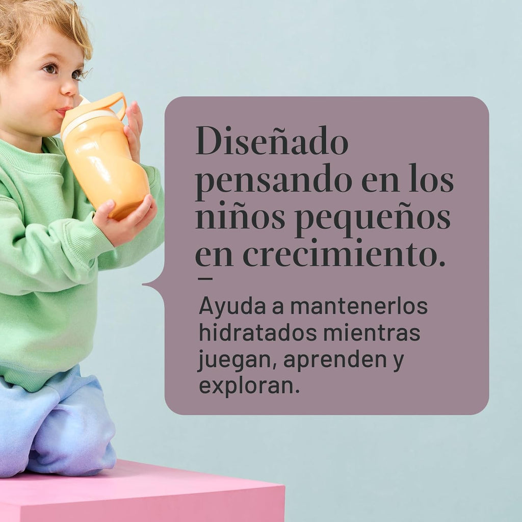 Tommee Tippee - Vaso con Pajita Deportivo Aislado a Prueba de Derrames, más de 12 meses, 9 onzas, taza para beber de entrenamiento para niños pequeños, asa de transporte deportiva, boquilla resistente, color naranja y morado
