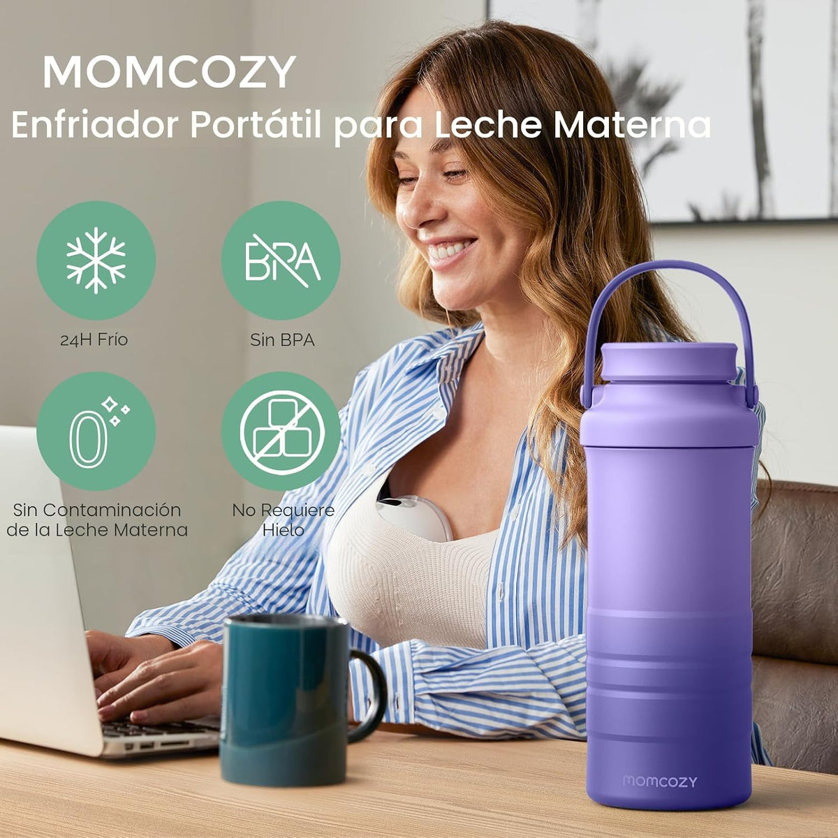 Momcozy - Termos enfriadores de leche materna color morado