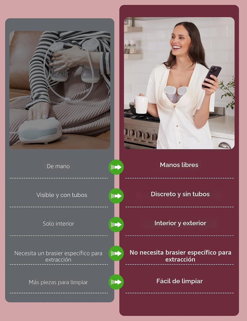 Momcozy S9 Pro - Extractor de leche portátil mejorado, diseño manos libres con batería extendida y pantalla LED, bomba portátil eléctrica doble con 2 modos y 9 niveles