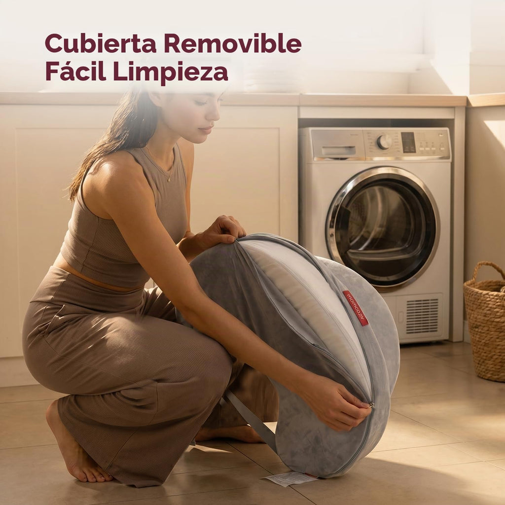 Momcozy - Almohada de lactancia Cozylite con valla de seguridad innovadora, más ancha para mayor soporte a mamá y bebé, facilita la lactancia manos libres