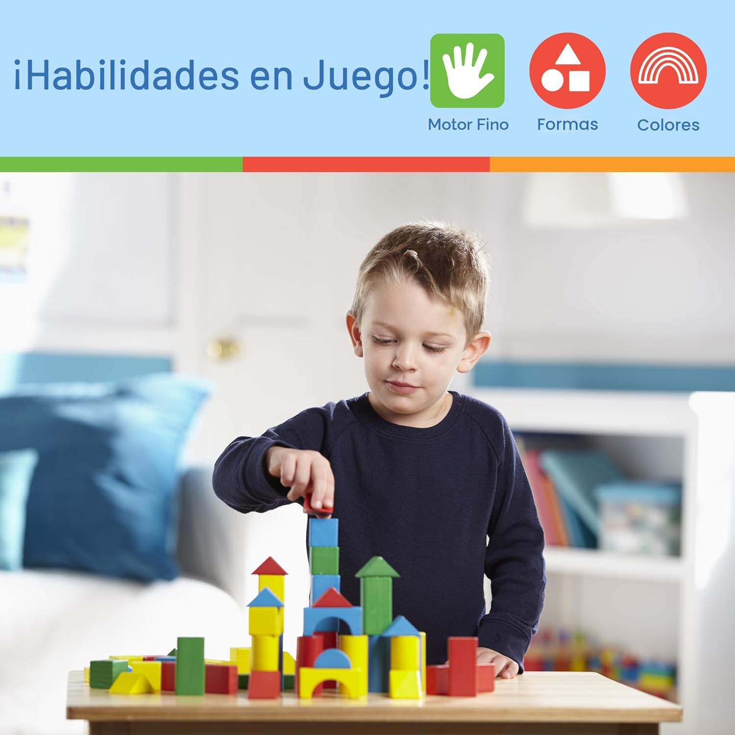 Melissa & Doug - Juego de bloques de madera