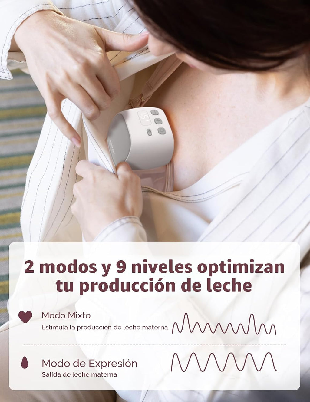 Momcozy S9 Pro - Extractor de leche portátil mejorado, diseño manos libres con batería extendida y pantalla LED, bomba portátil eléctrica doble con 2 modos y 9 niveles