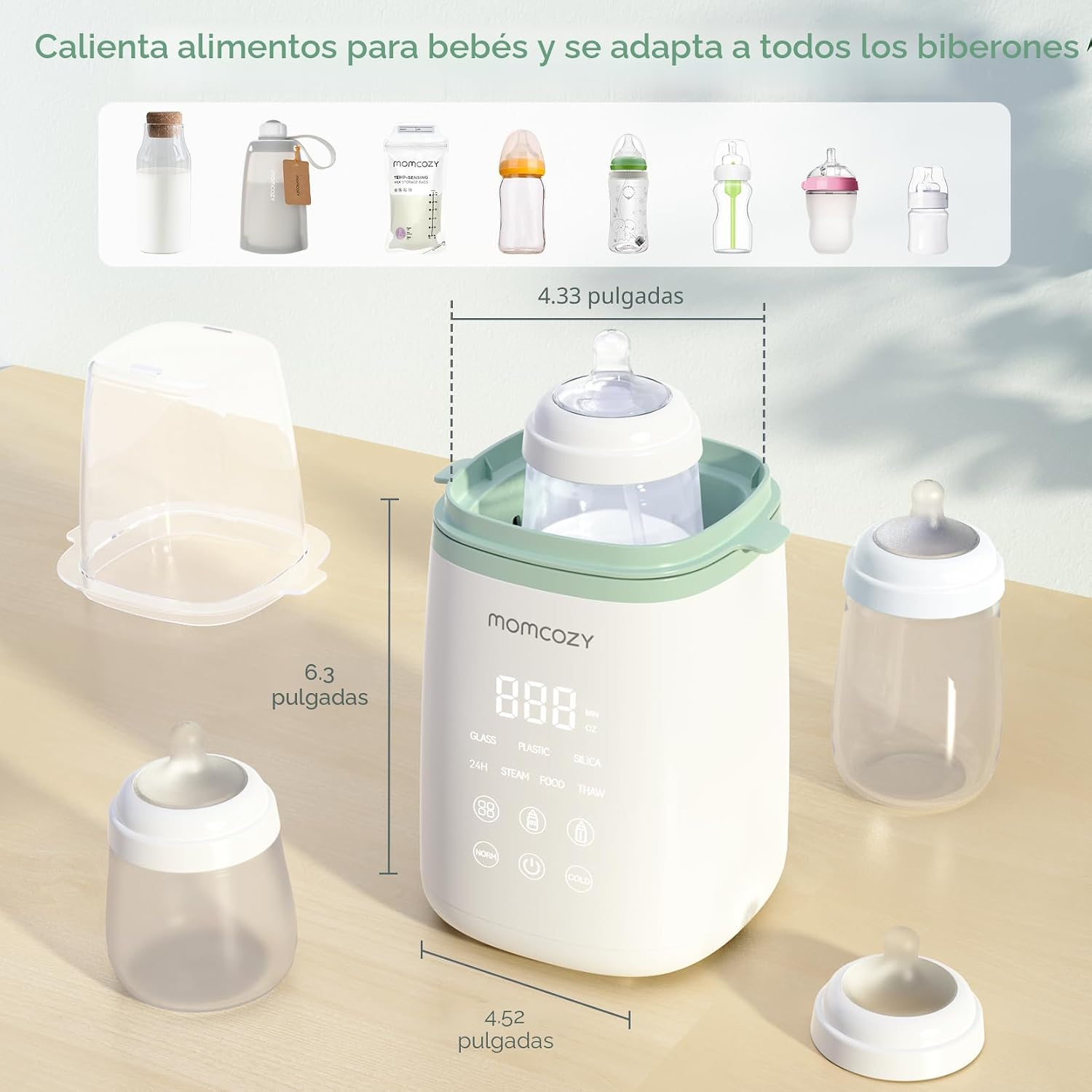Momcozy Calentador de biberones, calentadores rápidos para todas las botellas con temporizador, control preciso de temperatura y apagado automático, calentador de botellas multifuncional para leche